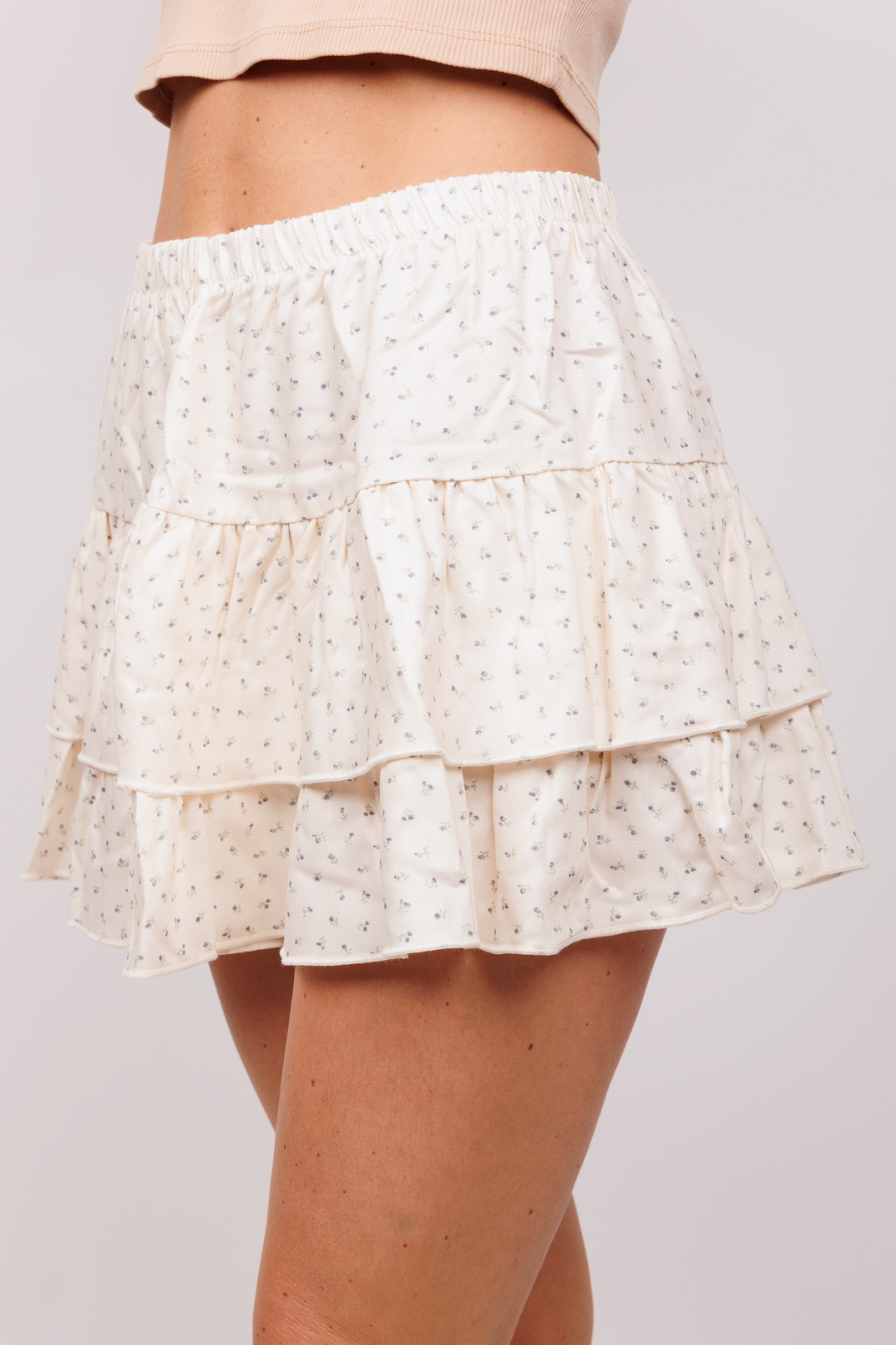 Falda Rayon Challie Estampado Floreado De Violetas Juvenil